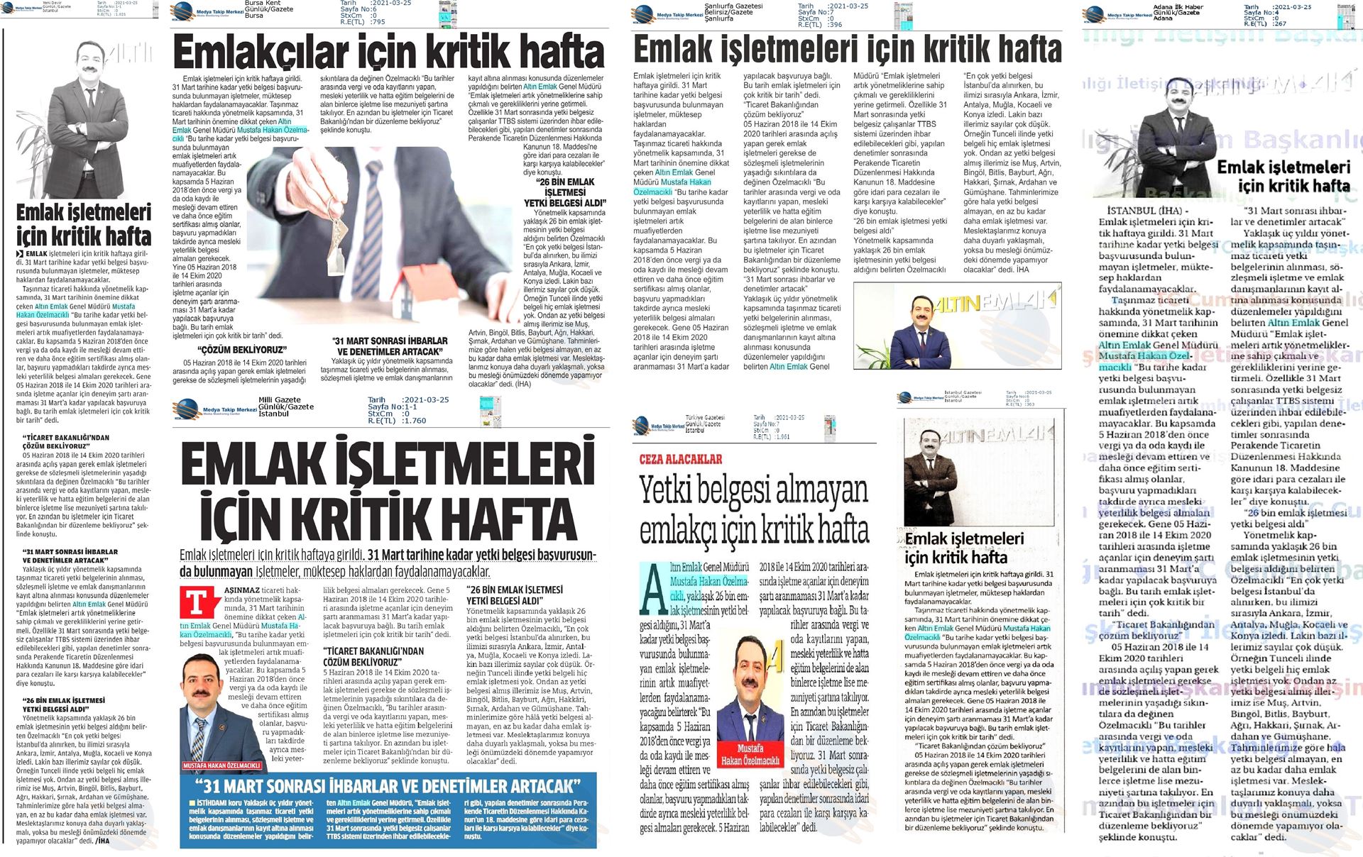 Basında ALTIN EMLAK!