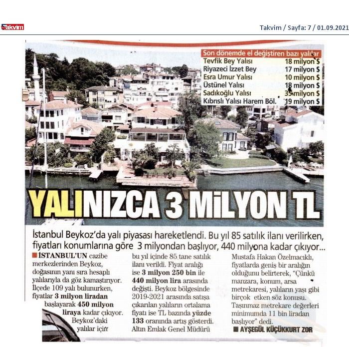 ALTIN EMLAK Takvim Gazetesi'nde